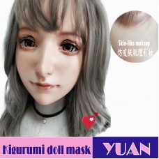 (yuan)Crossdress Sweet Girl Resin Half Head Female Kigurumi Mask With BJD Eyes Cosplay Anime Doll Mask (yuan)Crossdress Sweet Girl Resin Half Head Female Kigurumi Mask With BJD Eyes Cosplay Anime Doll Mask